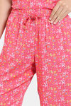 Zivame Floral Pop Woven Pyjama Set - Coral Paradise — thumbnail 6